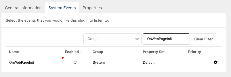 modx onwebpageinit