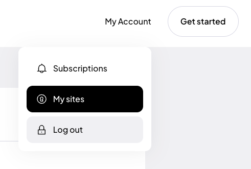 The “My sites” list with the button for adding a site