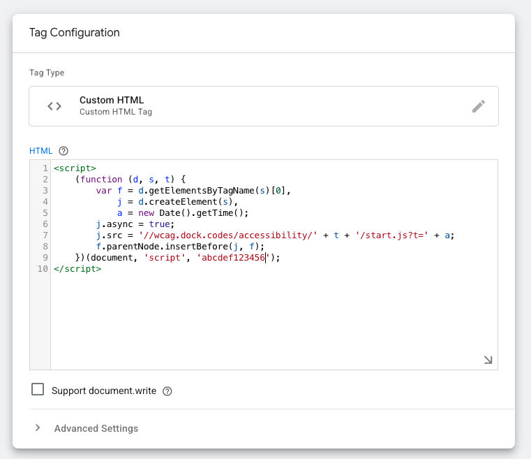 GTM - custom html widget