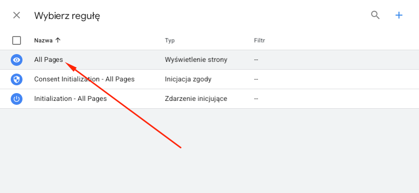 GTM - reguła - all pages