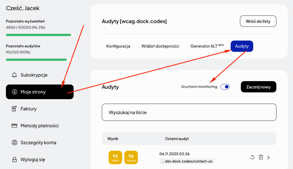 Jak włączyć monitoring?